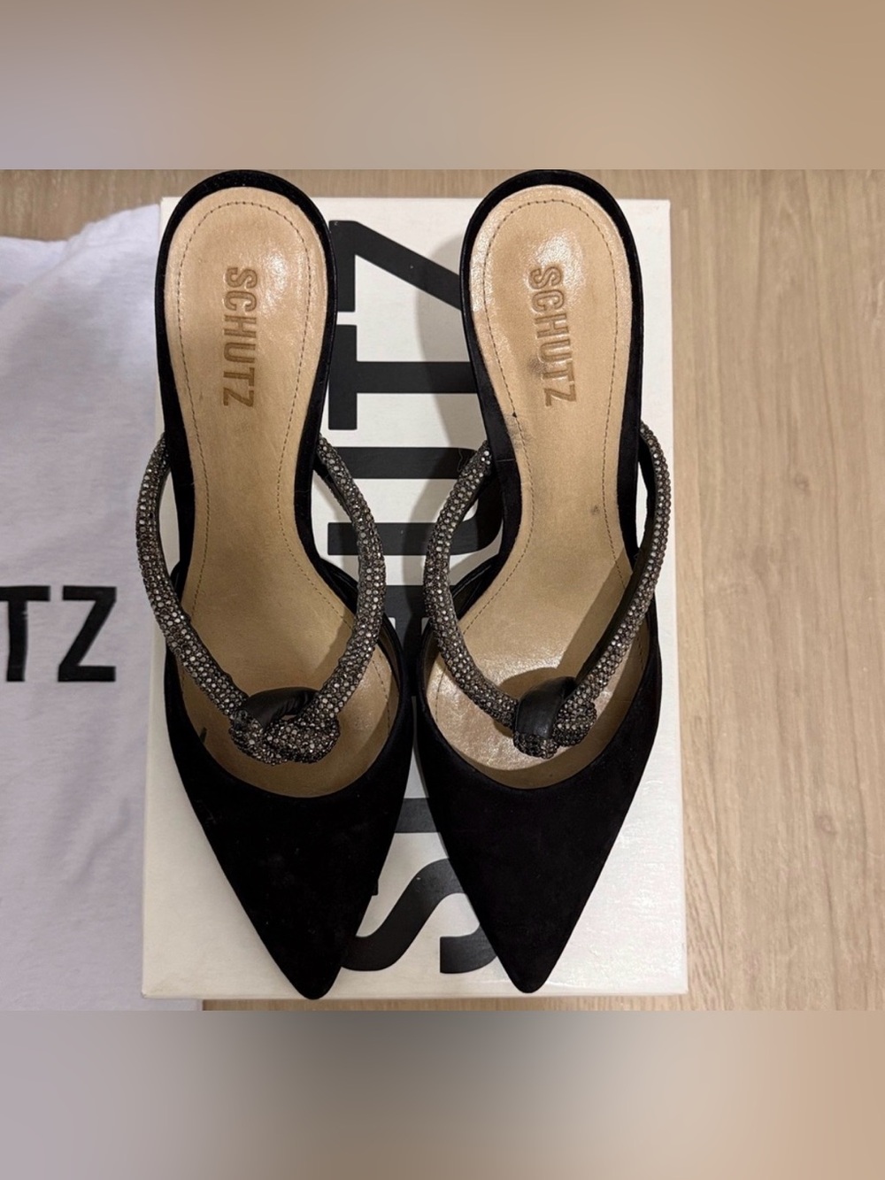 Schutz Nubuck Pearl Pointed Toe Mule - Women's 8.5
